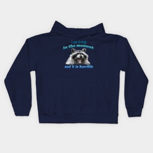 I am living in the moment... and it is horrible - raccoon Kids Hoodie